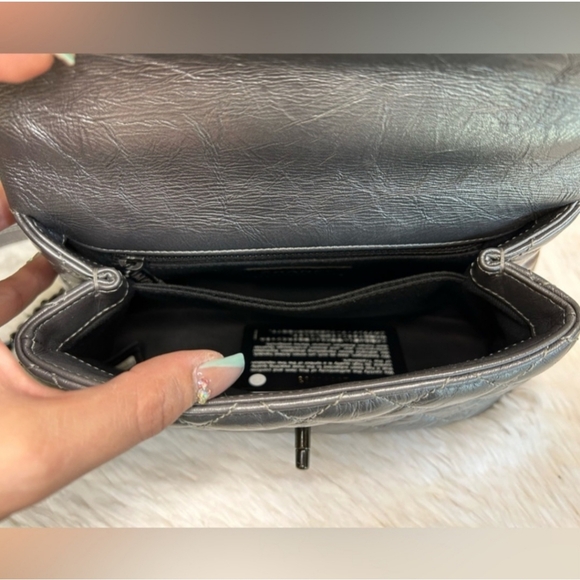 🔥Chanel Metalic Crumpled Calfskin Coco Top Handle Mini Bag Full Inclusion - Picture 6 of 14